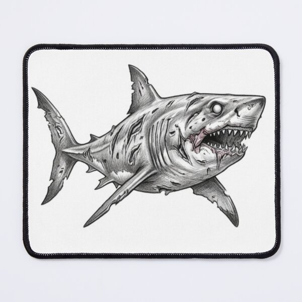 Item preview, Zombie shark Halloween – Spooky Undead Animal Pencil Art designed and sold by Pencil-Art.