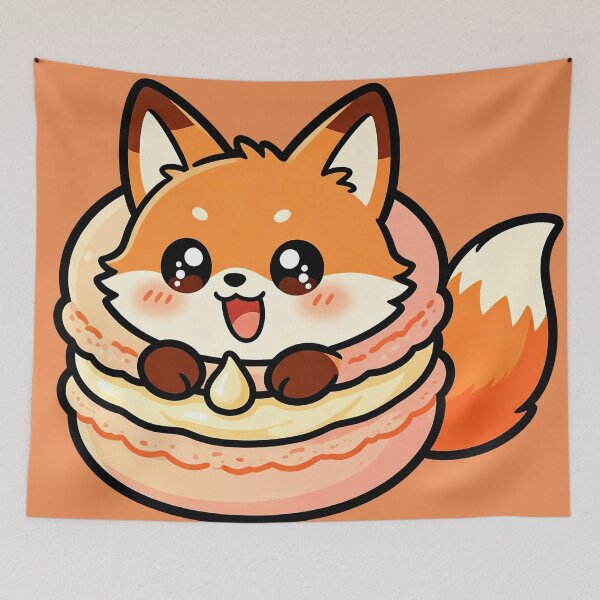 Item preview, Cute Fox in Pancake Stack with Honey - Kawaii Food Character Art designed and sold by Raloel Art.