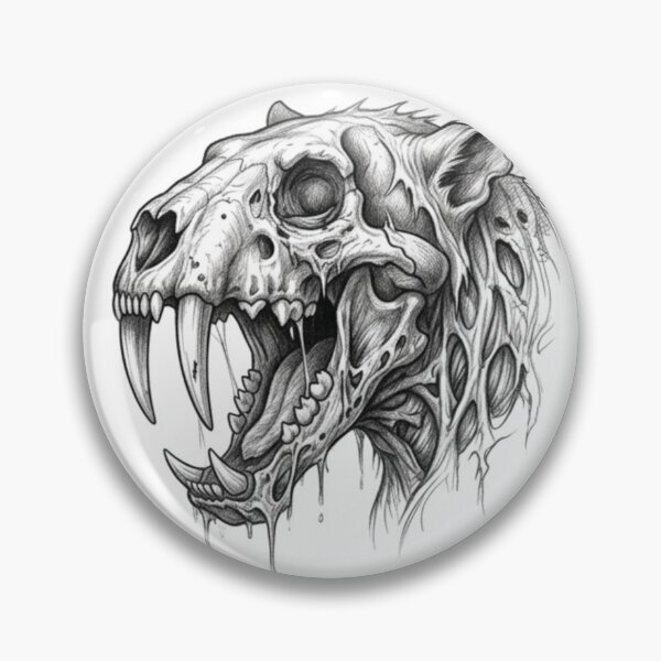 Item preview, Zombie Sabretooth Tiger Halloween – Spooky Undead Animal Pencil Art designed and sold by Pencil-Art.