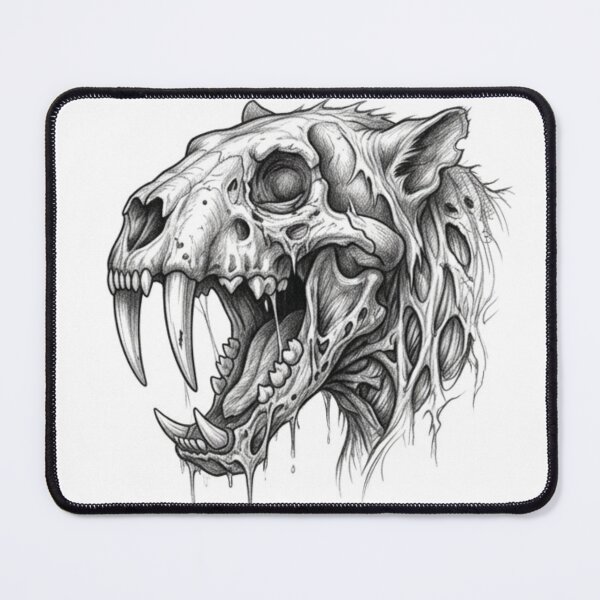 Item preview, Zombie Sabretooth Tiger Halloween – Spooky Undead Animal Pencil Art designed and sold by Pencil-Art.