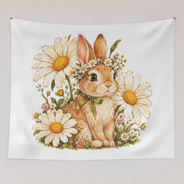 Item preview, Bunny with Daisy Flowers designed and sold by Snurly.
