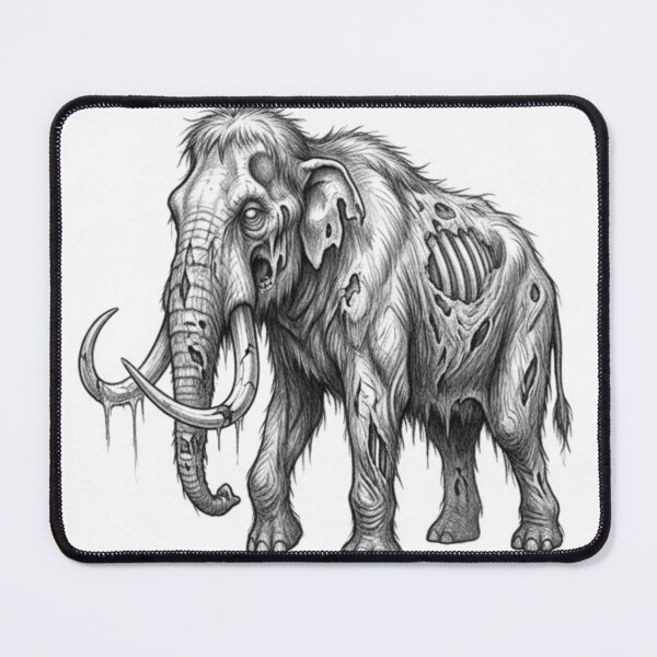 Item preview, Zombie Mammoth Halloween – Spooky Undead Animal Pencil Art designed and sold by Pencil-Art.