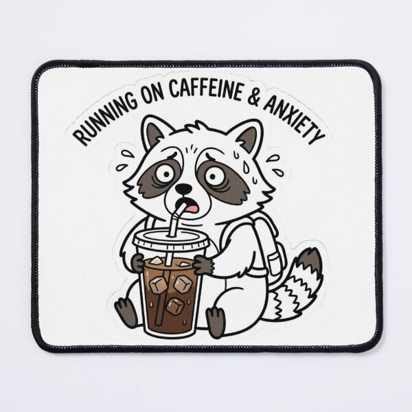Item preview, Running on Caffeine & Anxiety Raccoon, Funny Iced Coffee Meme Tee designed and sold by KreatoLab.