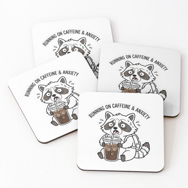 Item preview, Running on Caffeine & Anxiety Raccoon, Funny Iced Coffee Meme Tee designed and sold by KreatoLab.