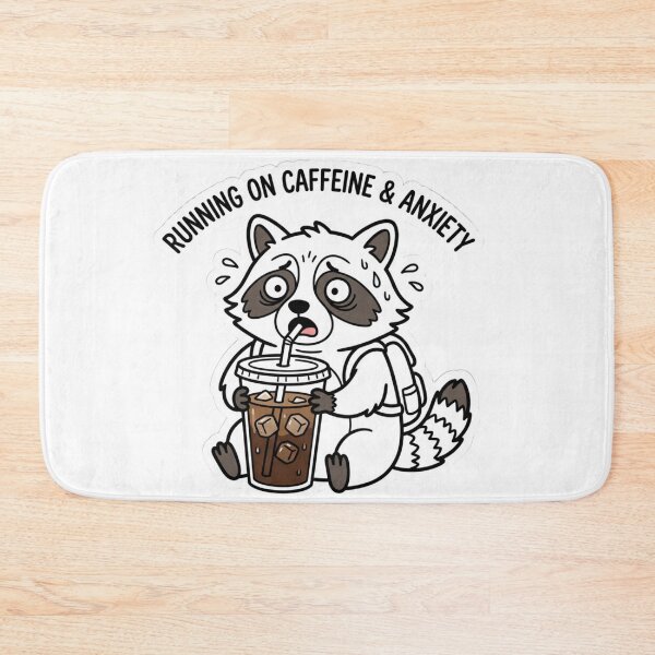 Item preview, Running on Caffeine & Anxiety Raccoon, Funny Iced Coffee Meme Tee designed and sold by KreatoLab.
