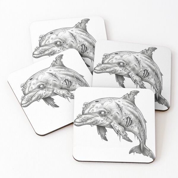 Item preview, Zombie dolphin Halloween – Spooky Undead Animal Pencil Art designed and sold by Pencil-Art.