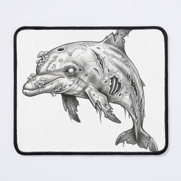 Item preview, Zombie dolphin Halloween – Spooky Undead Animal Pencil Art designed and sold by Pencil-Art.