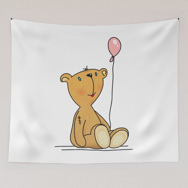 Item preview, sweet teddy bear with pink balloon designed and sold by Helen-Storm.