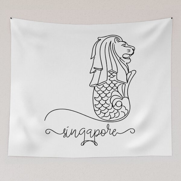 Item preview, Singapore Lion Mascot Singapore Skyline Cool designed and sold by ShirTomDesigns.