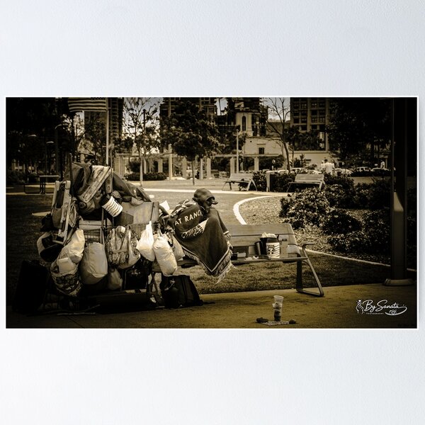 Item preview, A person with their personal belongings in an urban park designed and sold by By Sanata Photography.