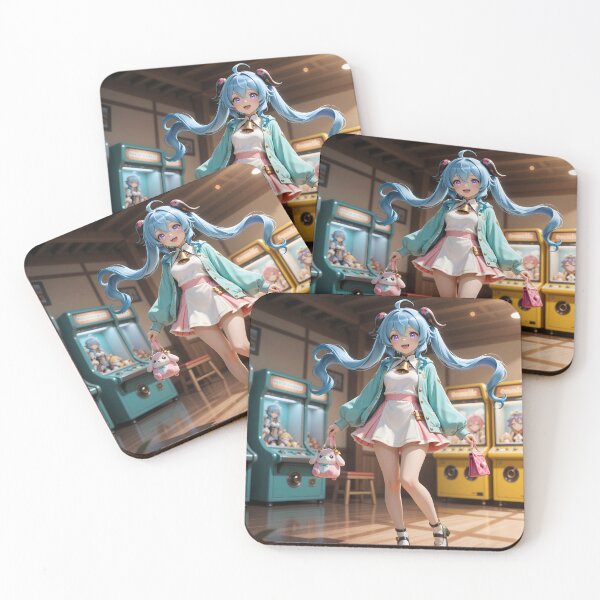 Item preview, Blue-Haired Kawaii Anime Girl at Retro Arcade designed and sold by Killington.