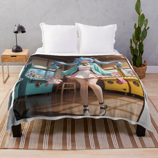 Item preview, Blue-Haired Kawaii Anime Girl at Retro Arcade designed and sold by Killington.
