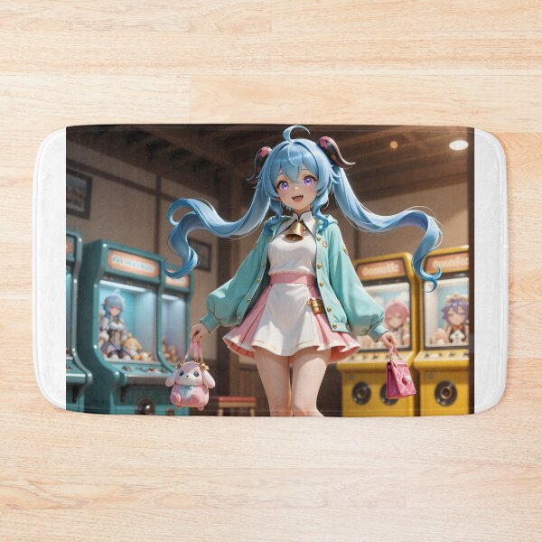 Item preview, Blue-Haired Kawaii Anime Girl at Retro Arcade designed and sold by Killington.