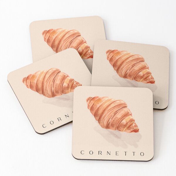 Item preview, Italian Cornetto Breakfast Vintage Watercolor Art designed and sold by TheMinimalFrame.