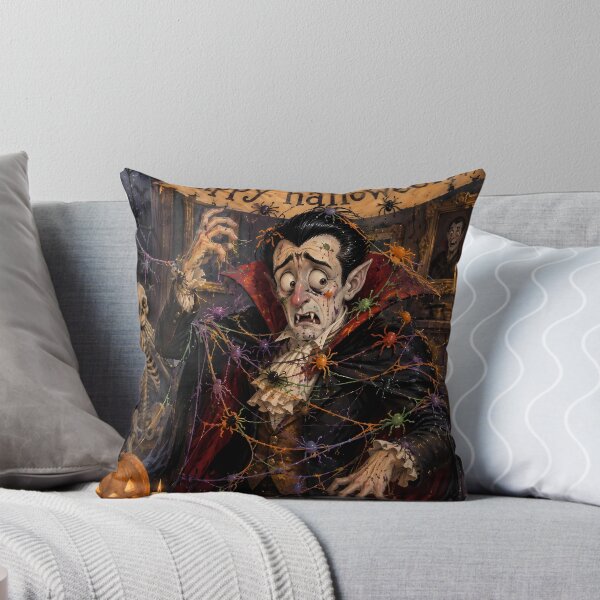 Item preview, Funny Vampire Tangled in Colorful Spiderwebs - Cute Halloween Illustration designed and sold by Dreamy Armine Art.