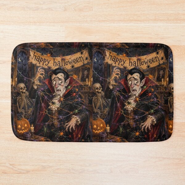 Item preview, Funny Vampire Tangled in Colorful Spiderwebs - Cute Halloween Illustration designed and sold by Dreamy Armine Art.