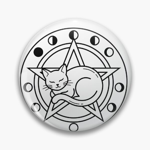 Item preview, Celestial Sleeping Cat Pentagram Moon Phases designed and sold by OH-MY-GOTH.