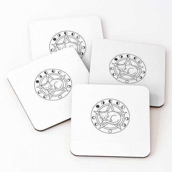 Item preview, Celestial Sleeping Cat Pentagram Moon Phases designed and sold by OH-MY-GOTH.