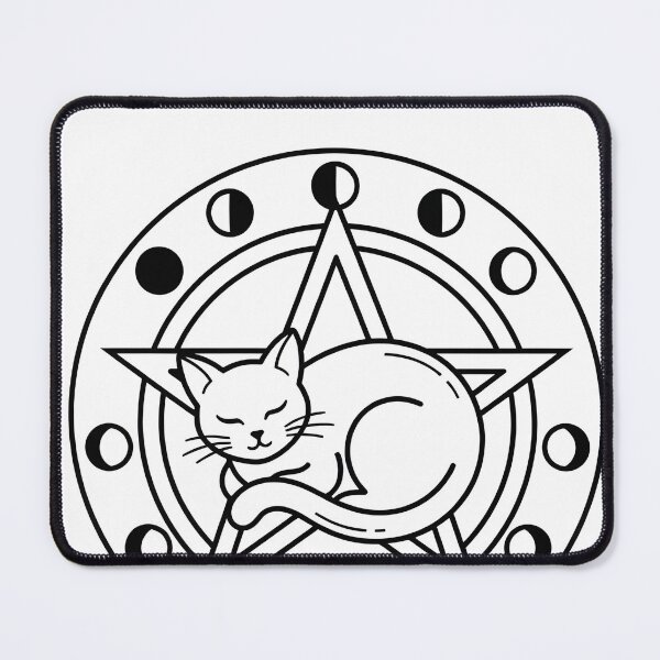 Item preview, Celestial Sleeping Cat Pentagram Moon Phases designed and sold by OH-MY-GOTH.