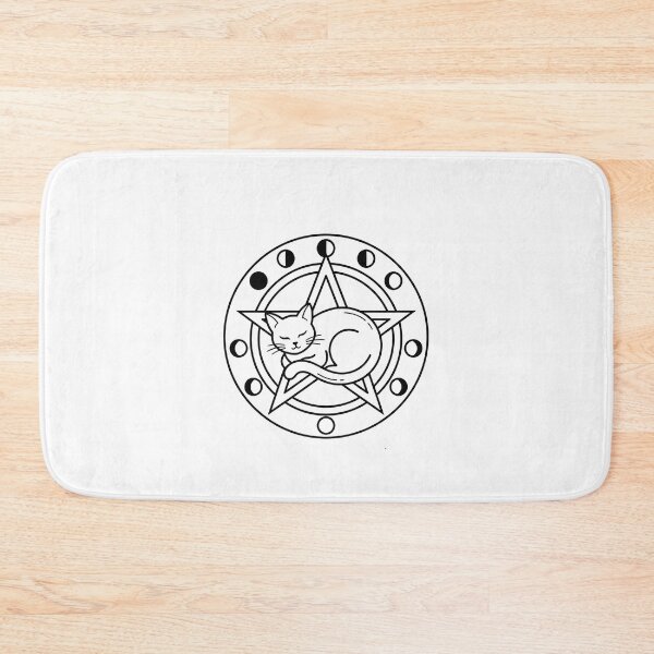 Item preview, Celestial Sleeping Cat Pentagram Moon Phases designed and sold by OH-MY-GOTH.