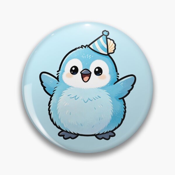 Item preview, Cute Blue Party Bird with Hat - Kawaii Celebration Character designed and sold by Raloel Art.