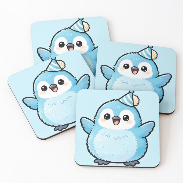 Item preview, Cute Blue Party Bird with Hat - Kawaii Celebration Character designed and sold by Outlet Raloel.