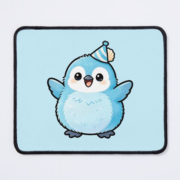 Item preview, Cute Blue Party Bird with Hat - Kawaii Celebration Character designed and sold by Outlet Raloel.