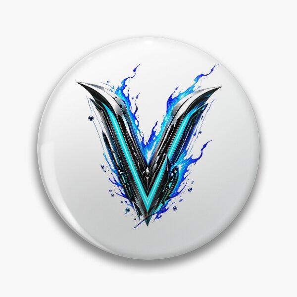 Item preview, AquaFlare Cipher The Teal Inferno Letter V designed and sold by BlissBlvdShop.