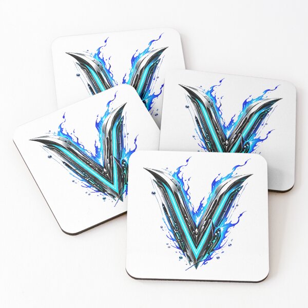 Item preview, AquaFlare Cipher The Teal Inferno Letter V designed and sold by BlissBlvdShop.