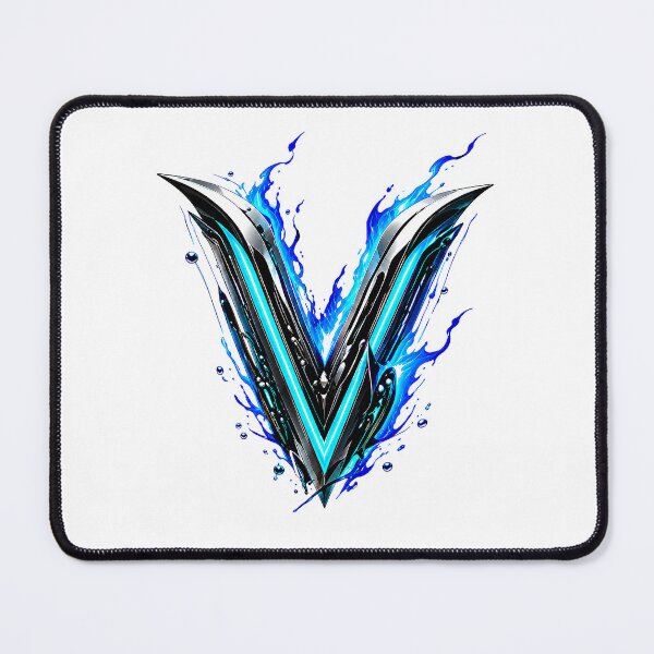 Item preview, AquaFlare Cipher The Teal Inferno Letter V designed and sold by BlissBlvdShop.