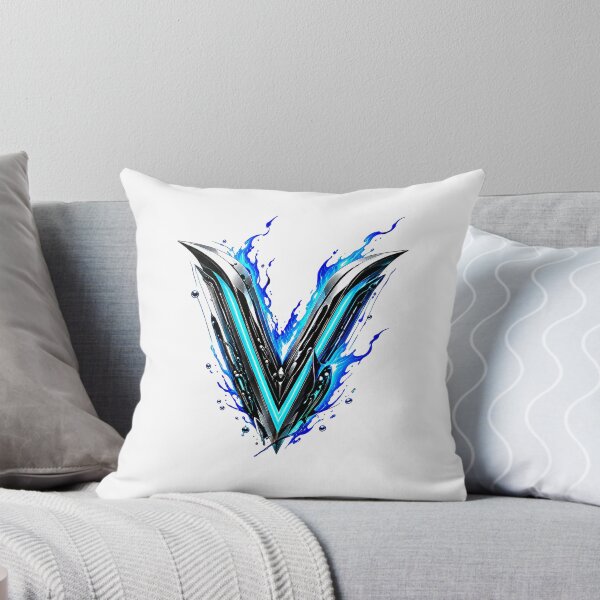 Item preview, AquaFlare Cipher The Teal Inferno Letter V designed and sold by BlissBlvdShop.