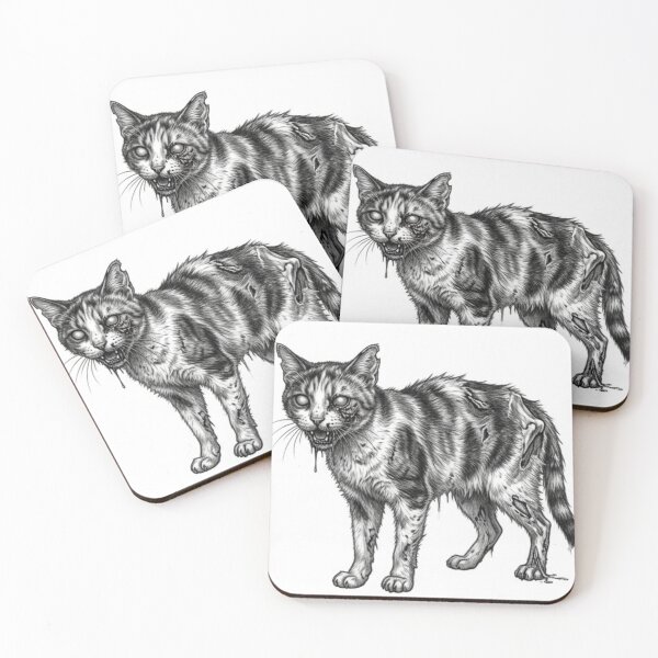 Item preview, Zombie Cat Halloween – Spooky Undead Animal Pencil Art designed and sold by Pencil-Art.