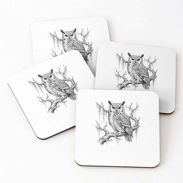 Item preview, Mystical Night Owl on a Gnarled Branch Dark Art designed and sold by OH-MY-GOTH.