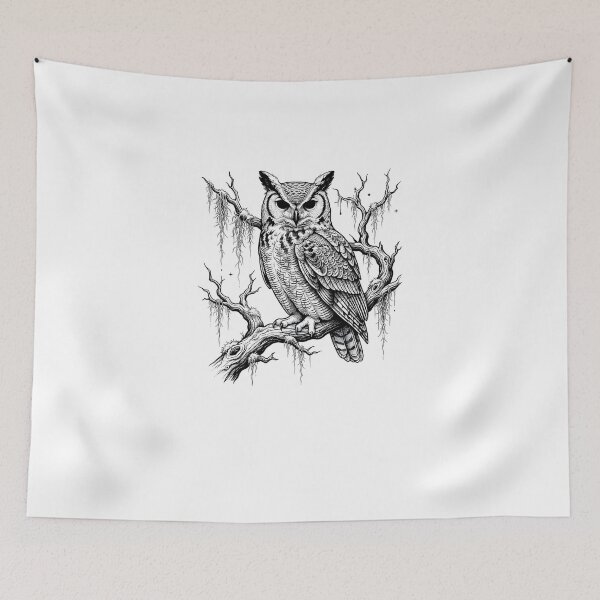 Item preview, Mystical Night Owl on a Gnarled Branch Dark Art designed and sold by OH-MY-GOTH.