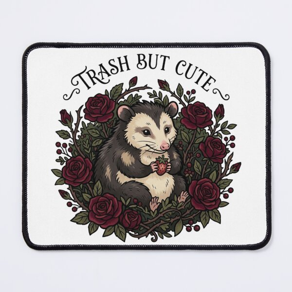 Item preview, Trash But Cute Opossum, Cottagecore Goth Floral Possum designed and sold by KreatoLab.