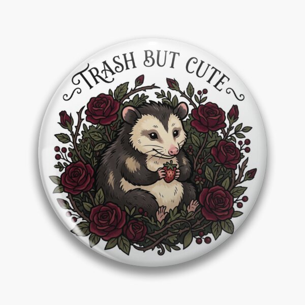 Item preview, Trash But Cute Opossum, Cottagecore Goth Floral Possum designed and sold by KreatoLab.