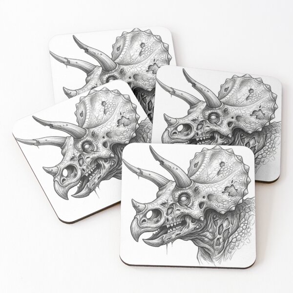 Item preview, Zombie triceratops Halloween – Spooky Undead Animal Pencil Art designed and sold by Pencil-Art.