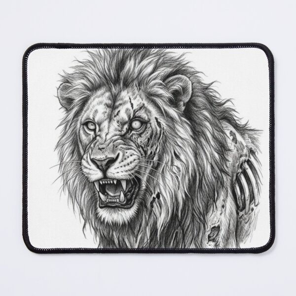 Item preview, Zombie Lion Halloween – Spooky Undead Animal Pencil Art designed and sold by Pencil-Art.
