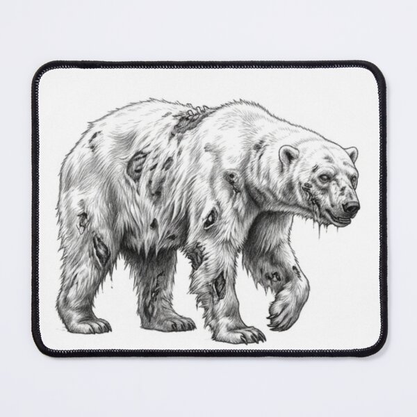 Item preview, Zombie Polar Bear Halloween – Spooky Undead Animal Pencil Art designed and sold by Pencil-Art.