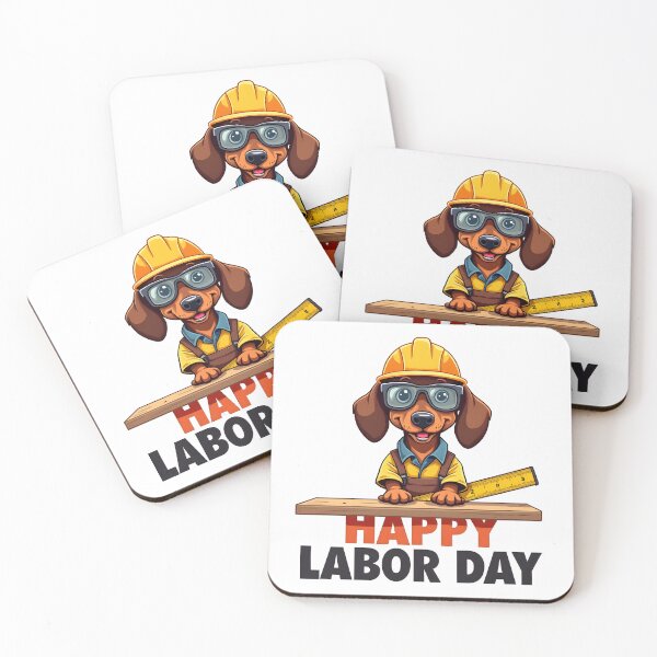 Item preview, HAPPY LABOR DAY DACHSHUND CONSTRUCTION WORKER ART designed and sold by PawsStudioAU.
