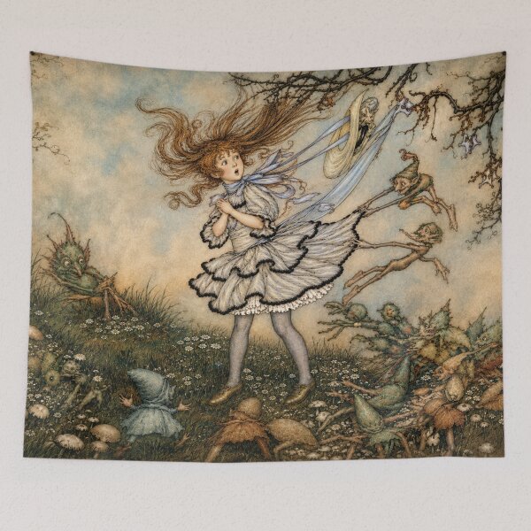 Item preview, Arthur Rackham Fairy Art Print, Vintage Art Nouveau Illustration of Mischievous Elves Teasing a Girl, Fantasy Decor designed and sold by RickE.