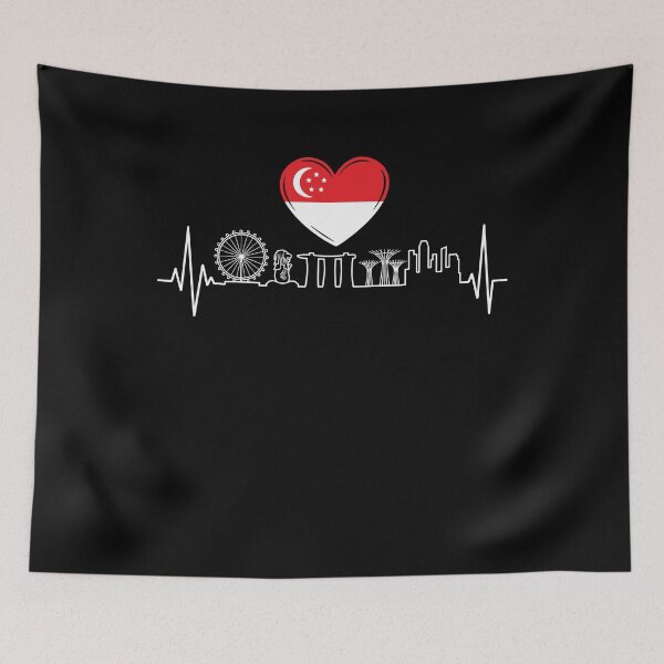 Item preview, Singapore Skyline Heartbeat Asian Love SG designed and sold by ShirTomDesigns.