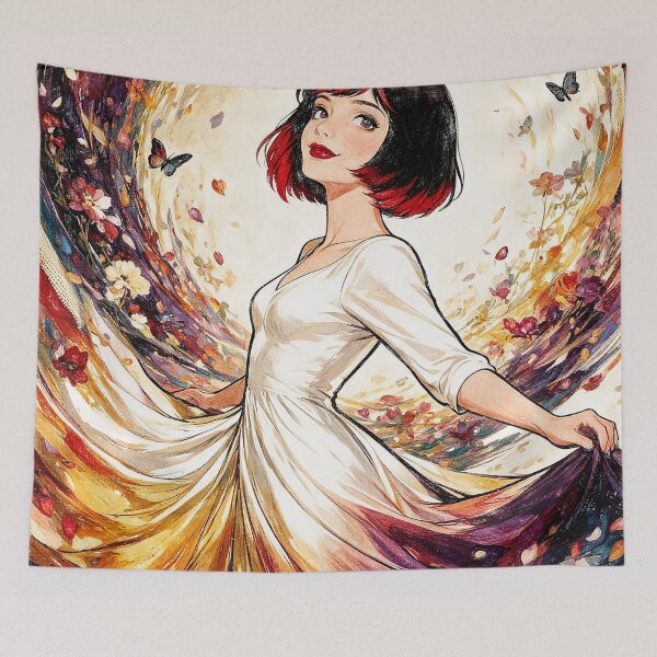 Item preview, Rainbow Floral Swirl Dance Whimsical designed and sold by Hen-C-Art.
