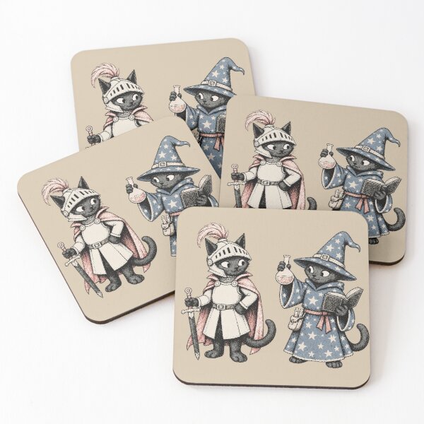 Item preview, Black Cat Knight and Wizard Vintage Fantasy designed and sold by ZOHRR.