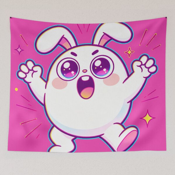 Item preview, Excited Happy Bunny with Sparkles - Kawaii Energetic Character Art designed and sold by Outlet Raloel.