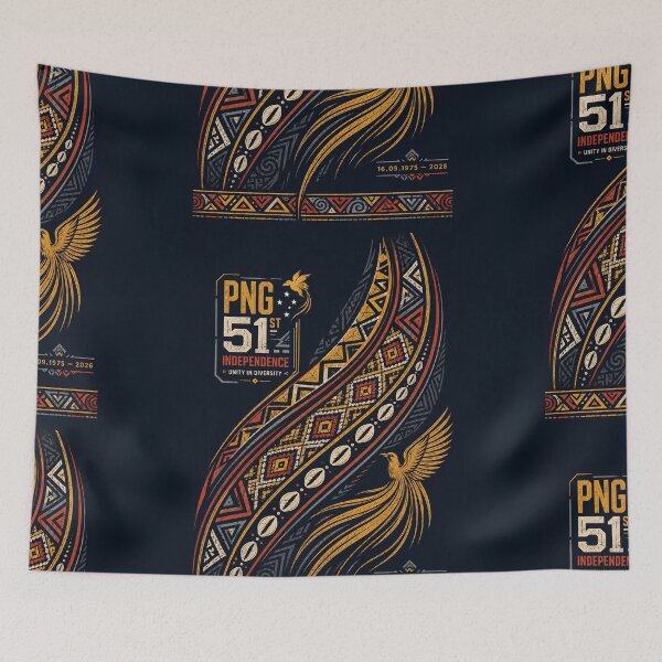 Item preview, PNG 51st Independence Anniversary — Tribal Patterns & Kumul Bird of Paradise designed and sold by DiiStyle.