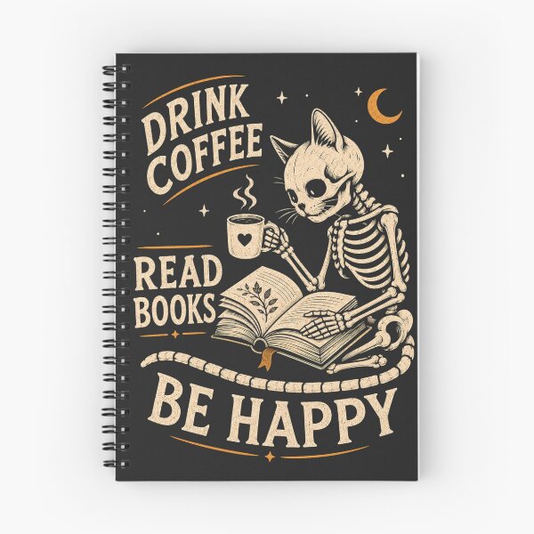Item preview, Funny Skeleton Cat - Drink Coffee, Read Books, Be Happy designed and sold by legendaryskins.