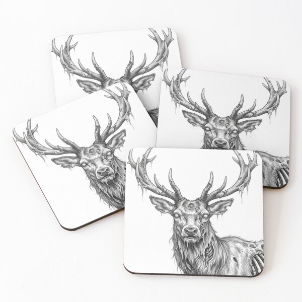 Item preview, Zombie Stag  Halloween – Spooky Undead Animal Pencil Art designed and sold by Pencil-Art.