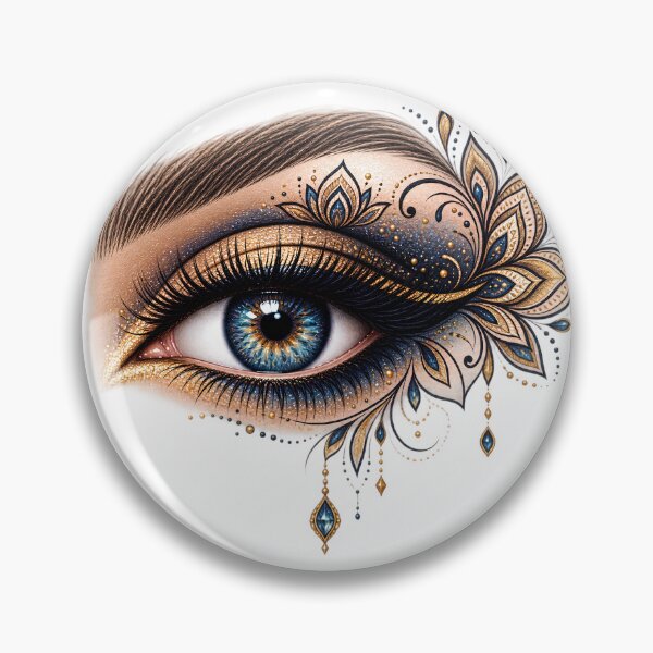 Item preview, Mandala Makeup Eye | Blue & Gold Ornamental Eye Art designed and sold by CalmMandala.