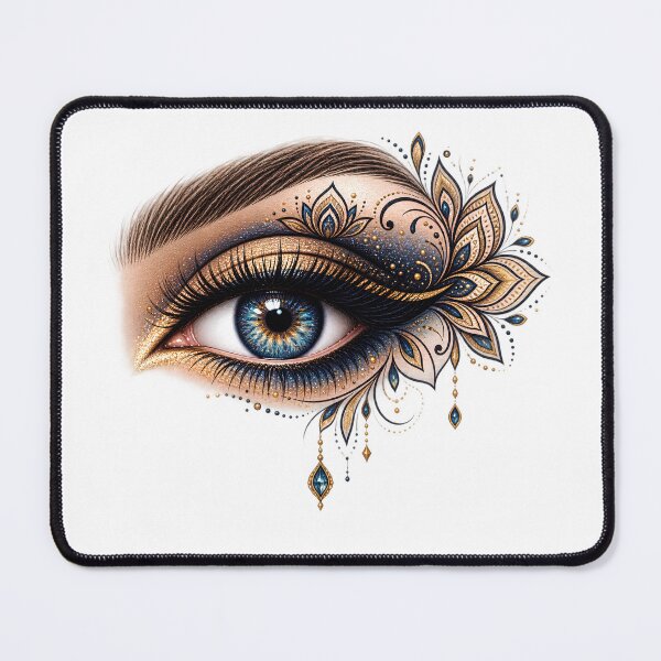 Item preview, Mandala Makeup Eye | Blue & Gold Ornamental Eye Art designed and sold by CalmMandala.